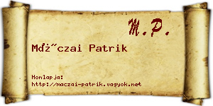 Máczai Patrik névjegykártya